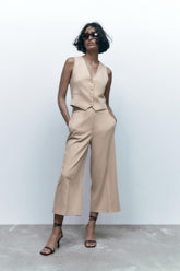 Ensemble deux pièces uni dos nu et col rond sans manches